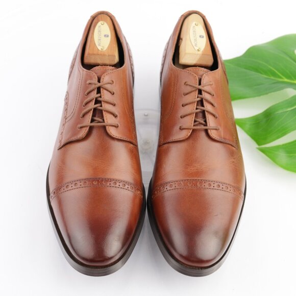Cole Haan Mens Jefferson Oxford Size 9 M Brown Leather Cap Toe Brogue Dress Shoe main image 14